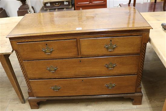 A George III oak chest of five drawers, W.3ft 9in.